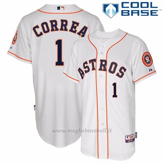 Maglia Baseball Uomo Houston Astros Carlos Correa Majestic Autentico Collezione Bianco Cool Base